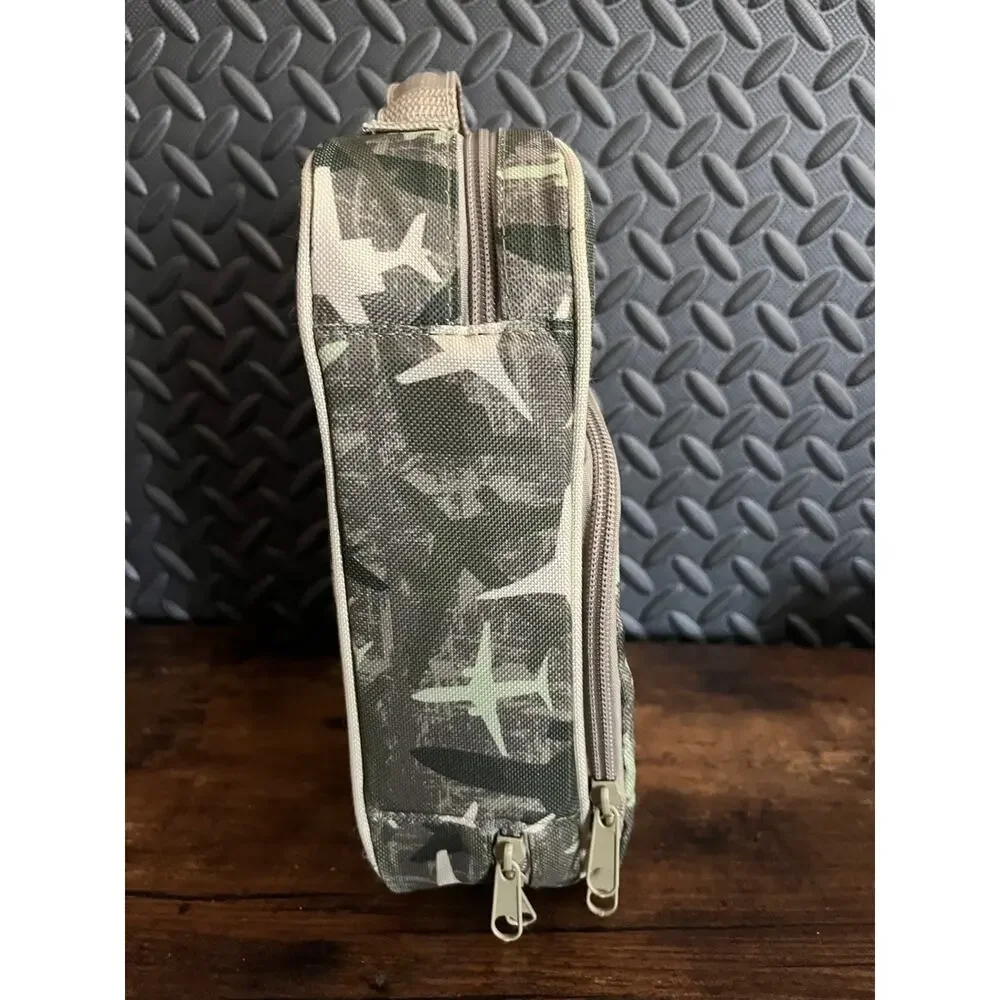 Bentology Lunch Bag and Box Set for Boys Bento Jets Camo Green Airplanes